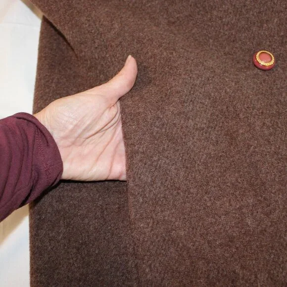 Vintage Garfinkels Womens Wool? Coat Mink Fur Collar Double Breasted NWT Large? - Picture 12 of 16